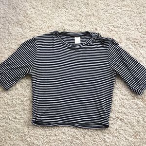 Black and white striped crop top.